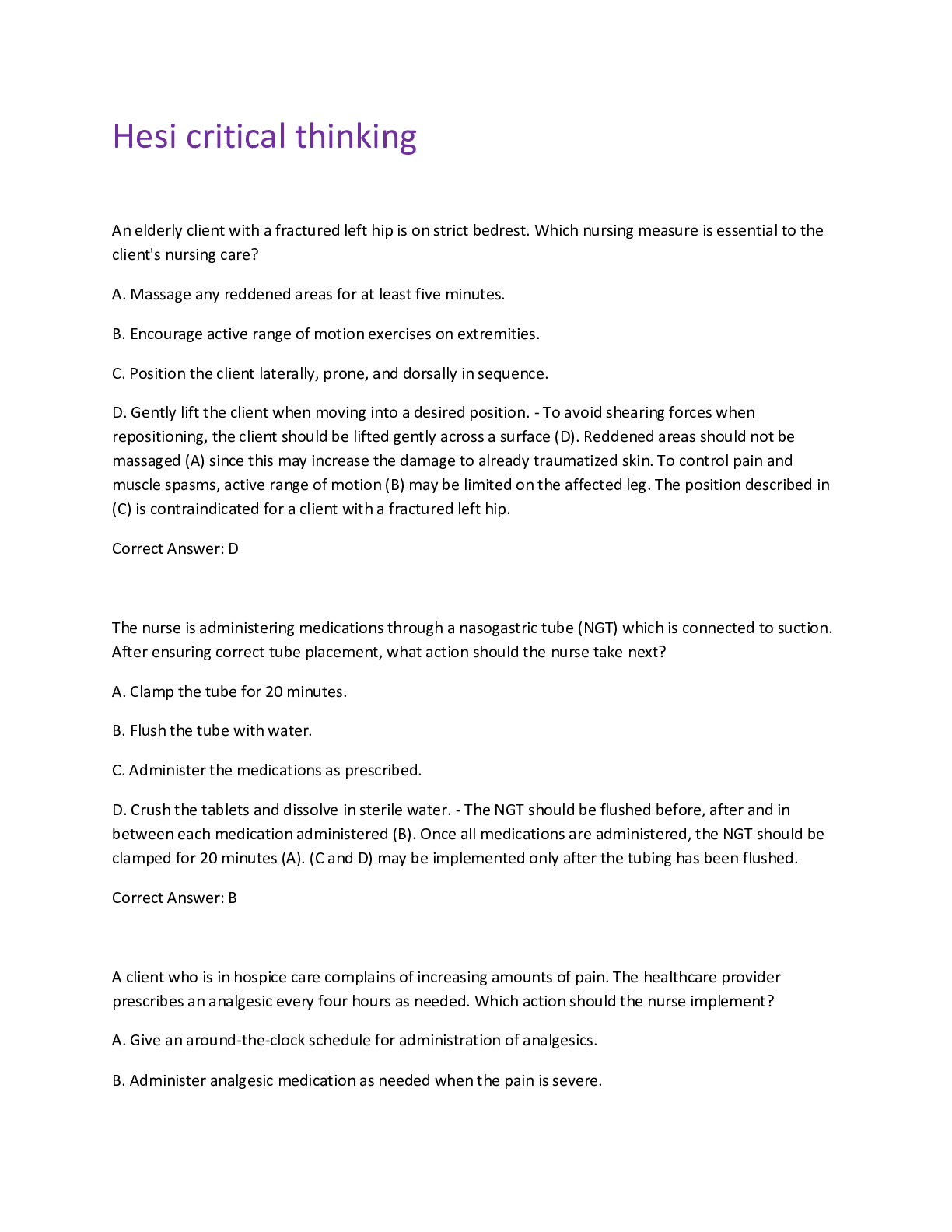 Preview image of Hesi critical thinking document